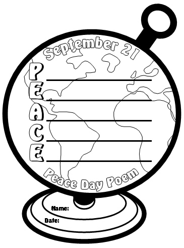 Peace Day Poetry and Poem Templates and Worksheets