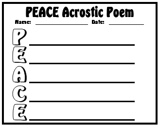 Peace Poem First Draft Printable Worksheet