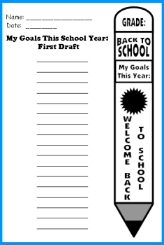 My Goals for a New School Year First Draft Writing Worksheets for Students