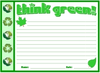 Think Green Recycling Environmental Printable Worksheets for Language Arts