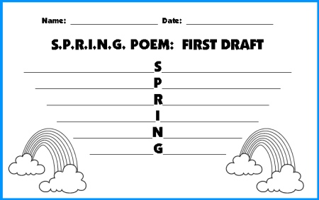 Spring Acrostic Poem First Draft Worksheets