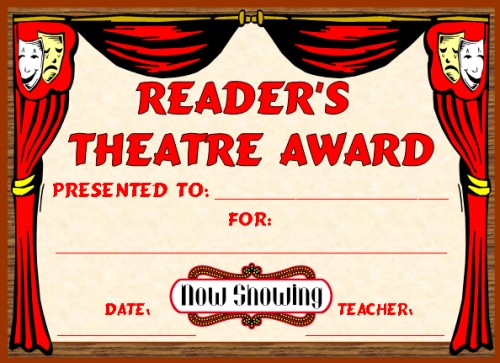 Reader's Theatre Award Participation Certificate