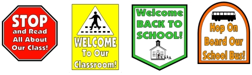 Back To School Bus Road Signs for Bulletin Board Display Ideas