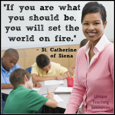 St. Catherine of Siena Inspirational Quote -  Set the world on fire
