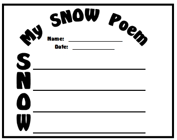 Snow and Winter Acrostic Poems First Draft Printable Worksheet