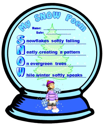 Winter and Snow Acrostic Poem Snow Globe Poetry Templates and Lesson Plans