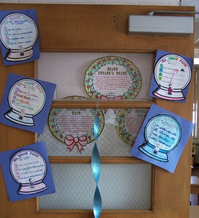 Classroom Door Display Winter Snow Globe Poems and Poetry Templates