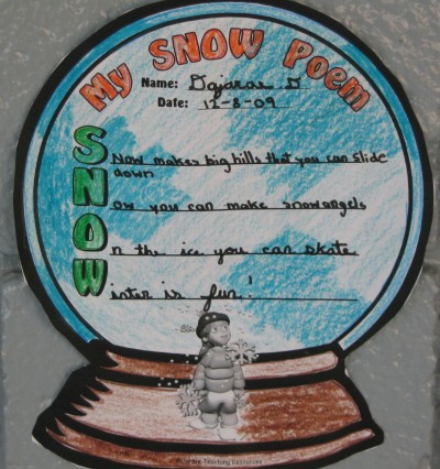 Snow and Winter Poetry Templates and Worksheets for Elementary School Student Poems