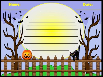 Halloween Stationery and Worksheet for Creative Writing or Poetry
