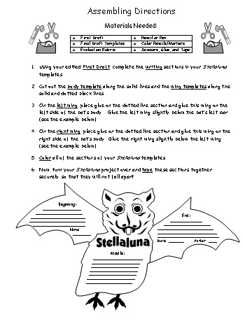 Stellaluna Book Report Project Assembly Directions Worksheet
