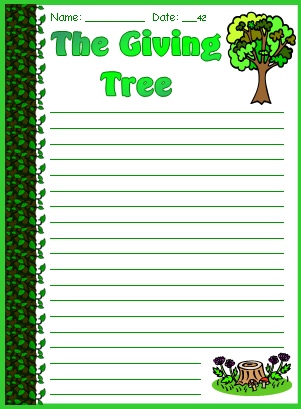 The Giving Tree Fun Final Draft Creative Writing Worksheets and Templates Shel Silverstein
