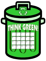 Think Green Reduce Reuse Recycle Garbage Can Sticker Charts
