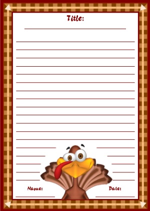 Turkey Creative Writing Printable Worksheets for Thanksgiving