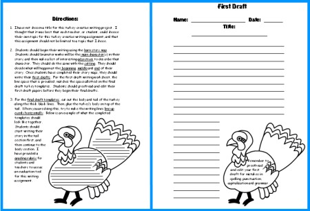 Turkey Creative Writing Set Directions and First Draft
