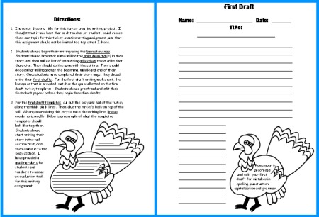 Turkey Creative Writing Set Directions and First Draft