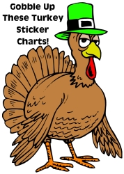 Fun Turkey and Thanksgiving Sticker Charts and Templates for Kids