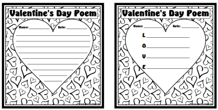 Valentine's Day acrostic poem heart templates