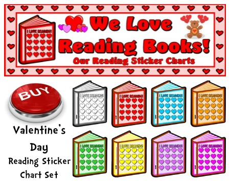 Valentine's Day Reading Sticker Chart For Students