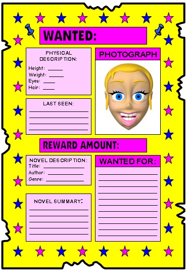Wanted Poster Main Character Book Report Projects and Templates