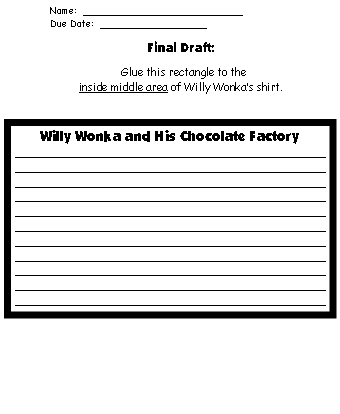 Willy Wonka Character Description Worksheets