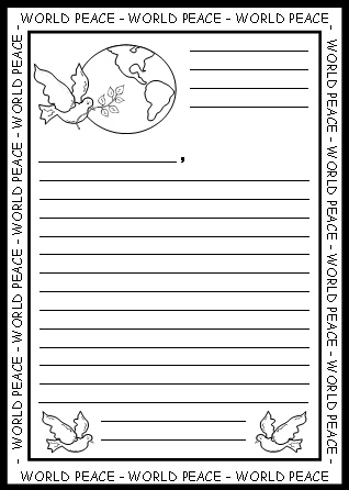 World Peace Letter Worksheets and Stationery