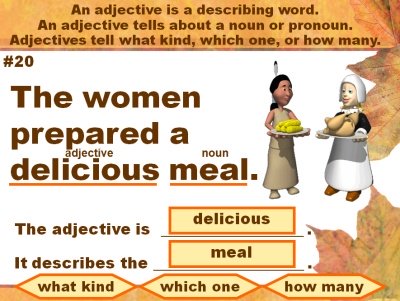 Adjectives and Grammar Powerpoint Lesson Plans for Thanksgiving and Fall