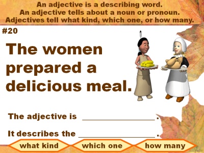 Adjectives and Grammar Powerpoint Presentation For Thanksgiving
