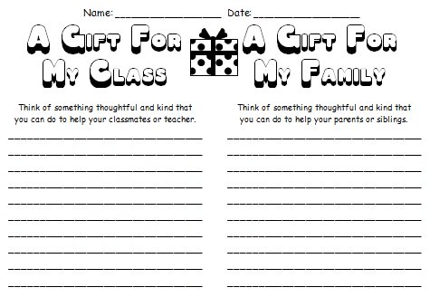 A Gift For My Class and Family Christmas Worksheets