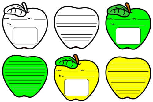 Apple Themed and Shaped Creative Writing Templates and Worksheets