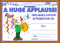 Music Huge Applause Awards and Certificates