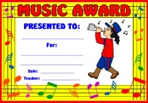 Music Marching Band Awards and Certificates