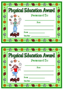 PE Physical Education Awards and Certificates