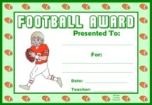 Football PE Award Certificate For Boy Students