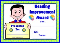Reading Improvement Award For Boy Elementary School Students
