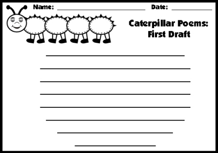 Caterpillar Poems First Draft Writing Worksheets
