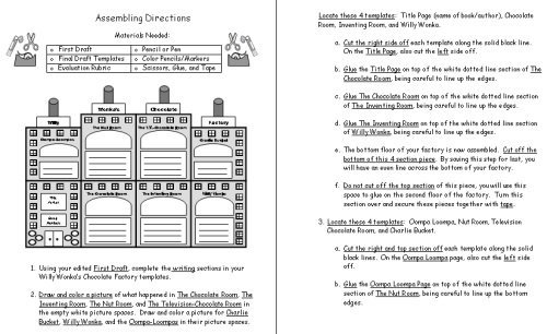 Charlie and the Chocolate Factory Project Directions Worksheets