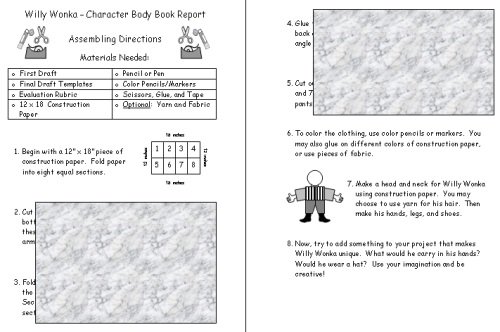 Charlie and the Chocolate Factory Main Character Project Directions