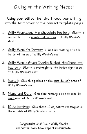 Charlie and the Chocolate Factory Willy Wonka Project Directions