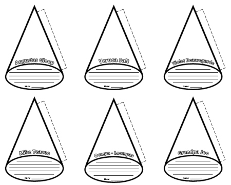 Character Wheel Templates Charlie and the Chocolate Factory Charlie Bucket Willy Wonka