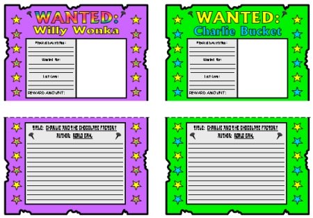 Charlie and the Chocolate Factory Willy Wonka and Charlie Bucket Wanted Posters