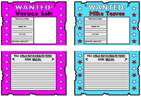 Charlie and the Chocolate Factory Veruca Salt and Mike Teavee Wanted Posters