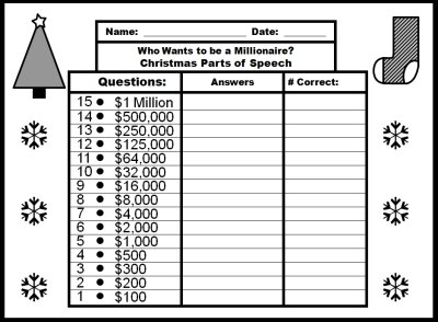 Christmas Powerpoint Who Wants To Be A Millionaire Game Printable Worksheet