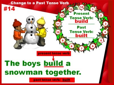 Christmas Past and Present Tense Verbs and Grammar Powerpoint Presentation and Lesson Plan Activities