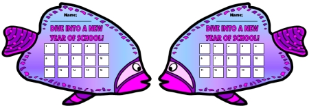 Free Dive Into Learning Fish Shaped Sticker Charts