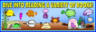 Dive Into Reading a Variety of Books Bulletin Board Display