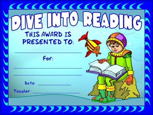 Free Dive Into Reading Award Certificate