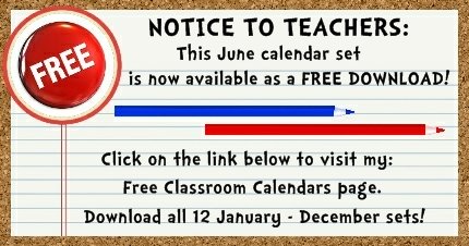 Click here to download my FREE June pocket chart classroom calendar set.