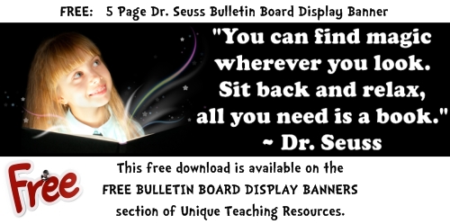 Dr Seuss Free Reading Bulletin Board Display Banner For Teachers To Download.