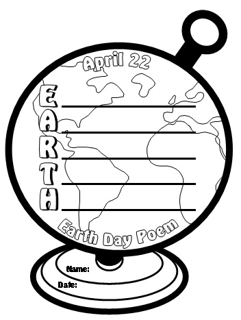 Earth Day Acrostic Poem Globe Writing Template