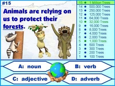 Earth Day Powerpoint Lesson:  Parts of Speech - Nouns, Verbs, Adjectives, and Adverb